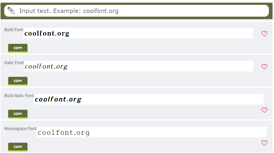 CoolFonts 웹사이트